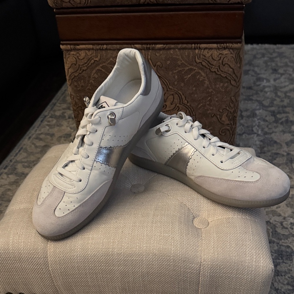 Stylish White and Silver Women's Sneakers